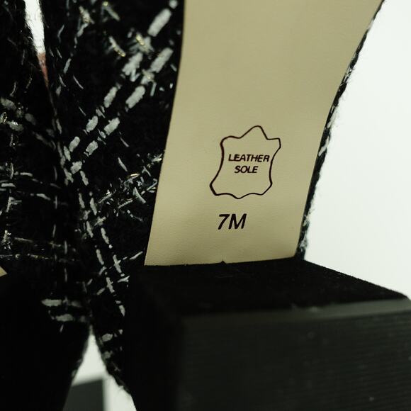 Talbots Black & White Tweed Pearl Classic Comfort Block Heel Pumps- Size 7 - Picture 2 of 9